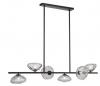 ZECCA 6 LIGHT LINEAR PENDANT BLACK AND SMOKE GLASS